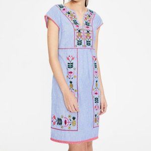 Boden Bea Linen Embroidered Dress - 18L